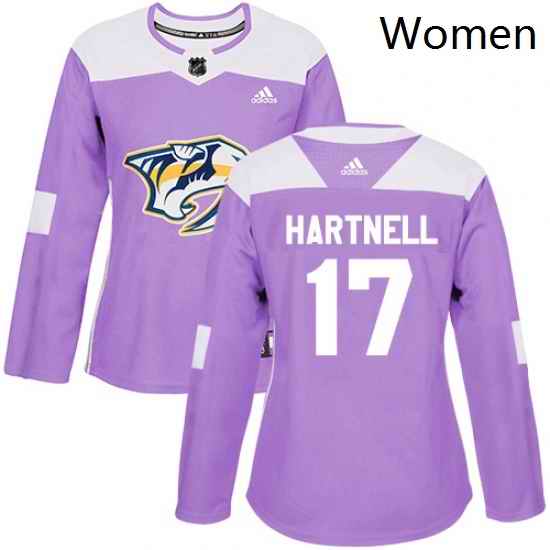 Womens Adidas Nashville Predators 17 Scott Hartnell Authentic Purple Fights Cancer Practice NHL Jersey